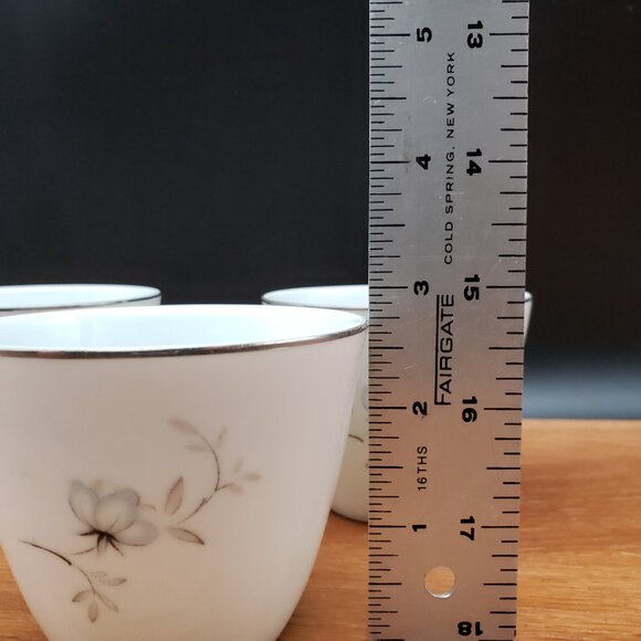 Mikasa Blue Rose Cups Set of 3 – Platinum Trim – No Saucers – Mid Century Japan - Picture 2 of 7